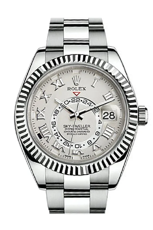 Rolex Sky Dweller White Dial 18K White Gold Bezel White Gold Oyster Men's Watch 326939