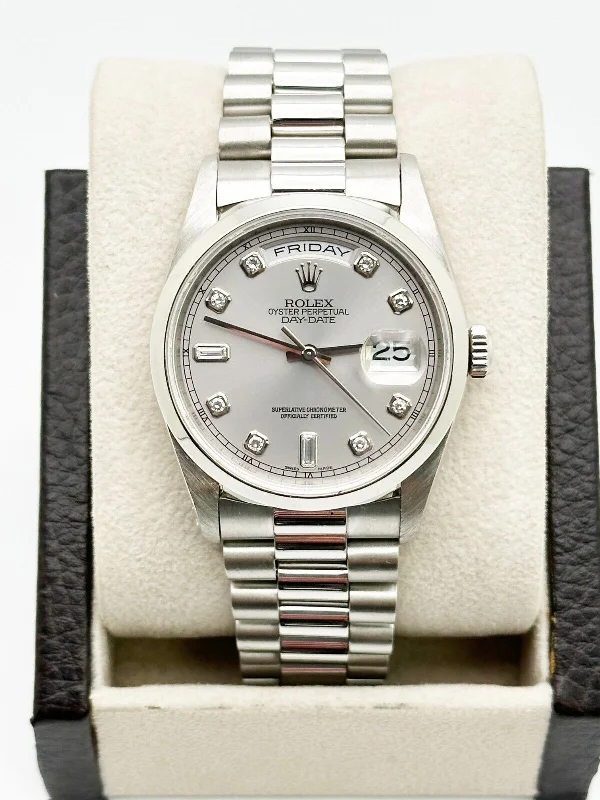 Rolex President Day Date Platinum 18206 Factory Diamond Dial 36mm