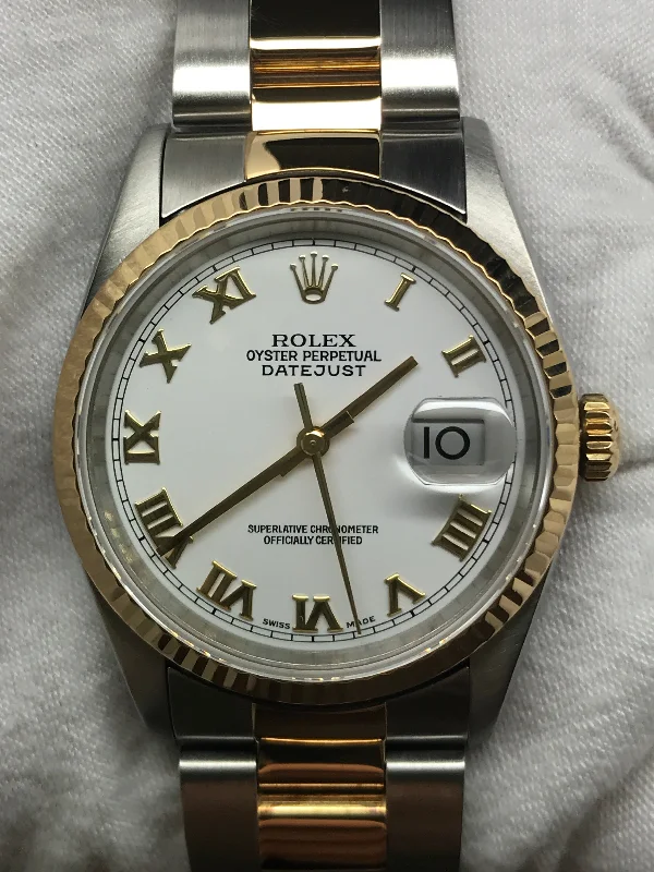 Rolex Datejust 36mm 16233 White Roman Dial Automatic Watch