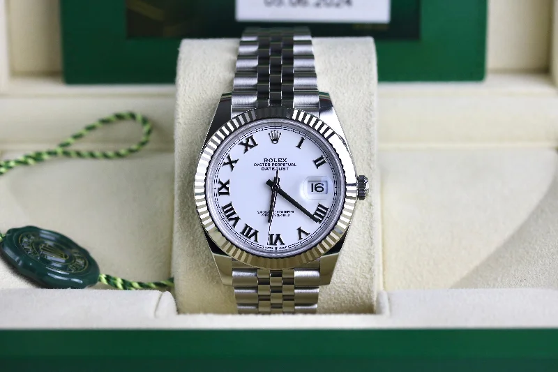 2024 Rolex 126334 Datejust 41mm White Roman Jubilee Bracelet with Box & Papers