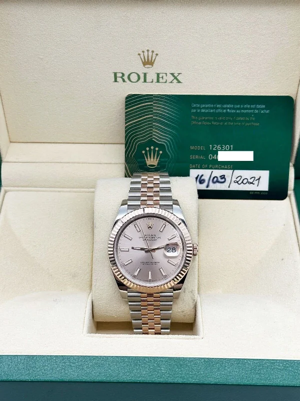 Rolex 126301 Datejust 41 Sundust Dial 18K Rose Gold Stainless Box Paper 2021