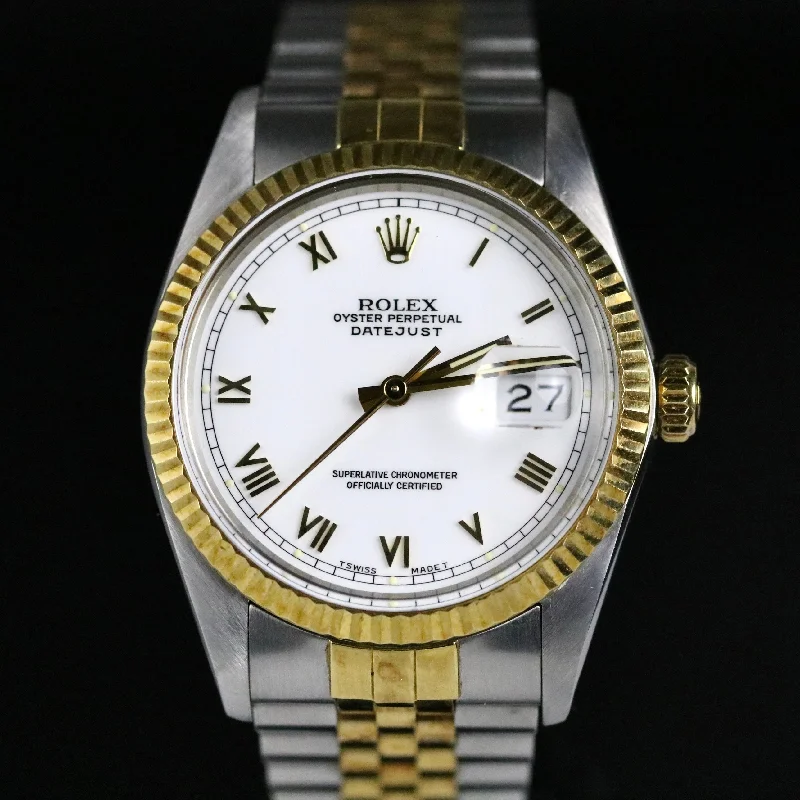 1987 Rolex 16013 Datejust 36mm White Roman Dial