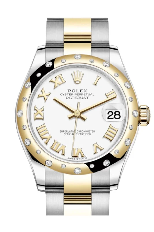 Rolex Datejust 31 White Roman Dial Diamond Bezel Yellow Gold Two Tone Watch 278343RBR 278343