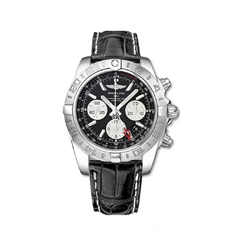 Breitling Men's AB042011-BB56-744P Chronomat 44 GMT Chronograph Black Leather Watch