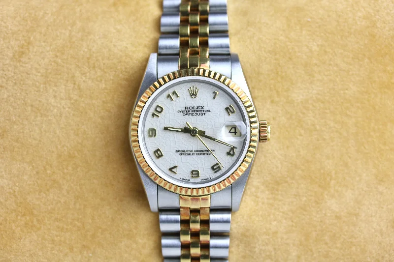 1993 Rolex 68273 Datejust 31mm Ivory Arabic Computer Dial with Box & Papers