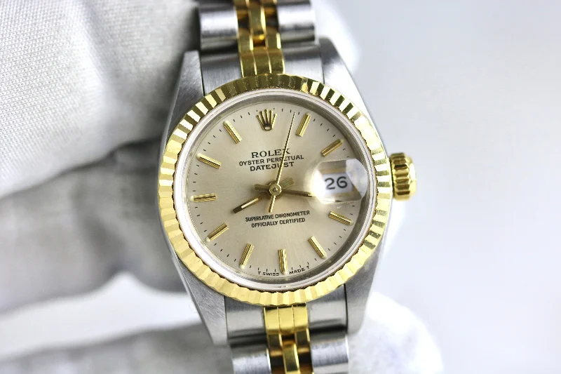 1991 Rolex 69173 Datejust 26mm Silver Dial Holes Case