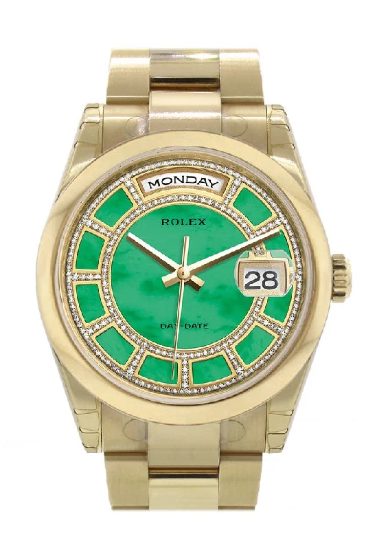 Rolex Day-Date 36 Carousel Green Jade Diamonds Dial Yellow Gold Watch 118208