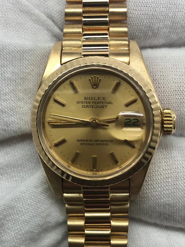 Rolex Datejust 26mm Custom Bracelet 6917 Champagne Dial Automatic Women's Watch