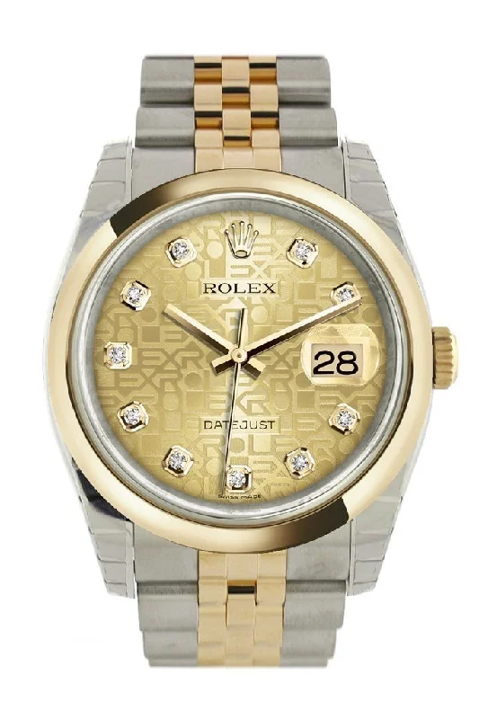 Rolex Datejust 36 Champagne-colour Jubilee Diamond Dial 18k Gold Two Tone Jubilee Watch 116203