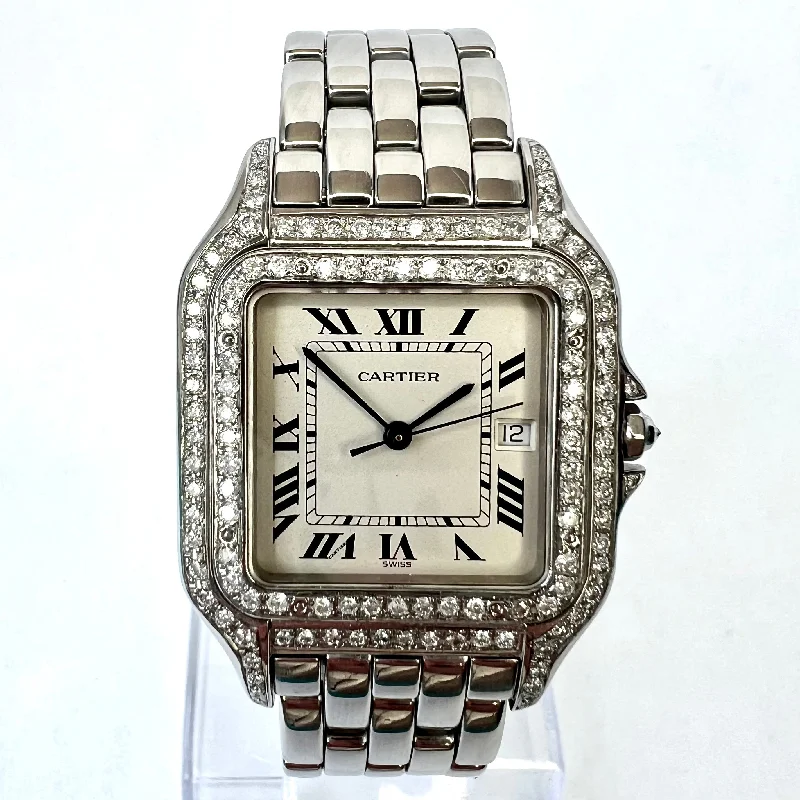 CARTIER PANTHERE Quartz 29mm Steel 1.9TCW Diamond Watch