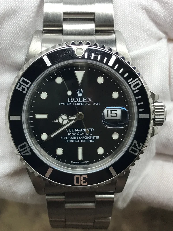 Rolex Submariner Date Transitional Triple Zero 168000 Black Dial Automatic Men's Watch