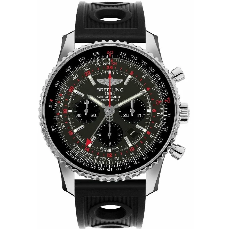 Breitling Men's AB04413A-F573-201S Navitimer GMT Chronograph Black Rubber Watch