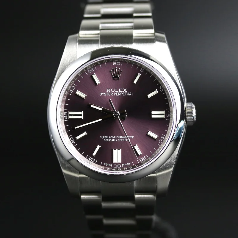 2018 Rolex 116000 Oyster Perpetual 36mm Grape Dial with Box & Papers