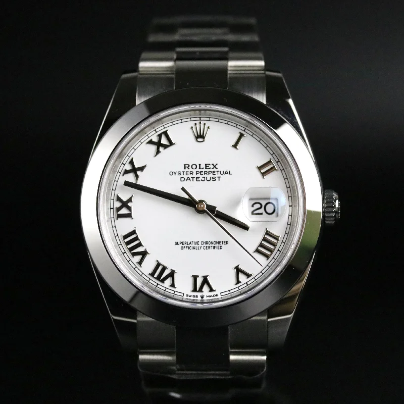 UNWORN 2023 Rolex 126300 Datejust 41mm White Roman Dial with Box & Papers