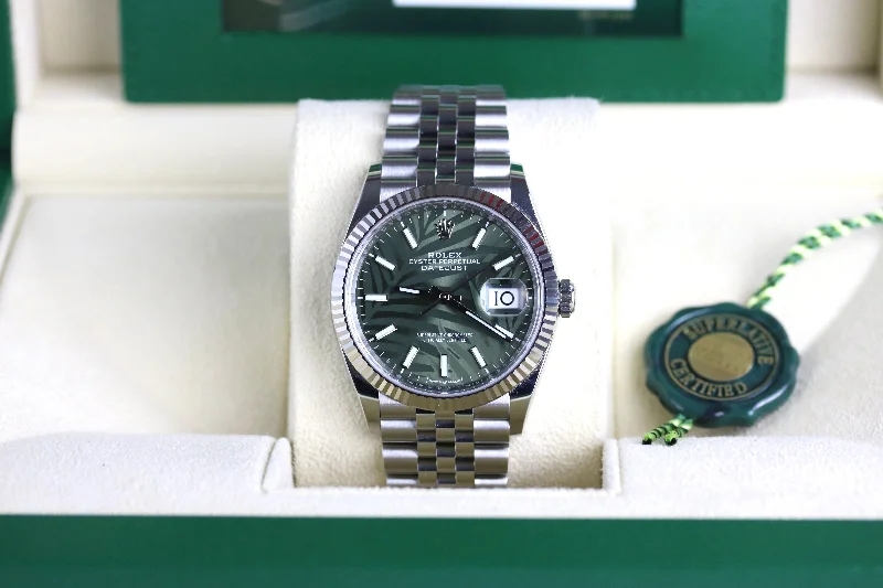 2023 Rolex 126234 Datejust 36mm Palm Dial with Box & Papers