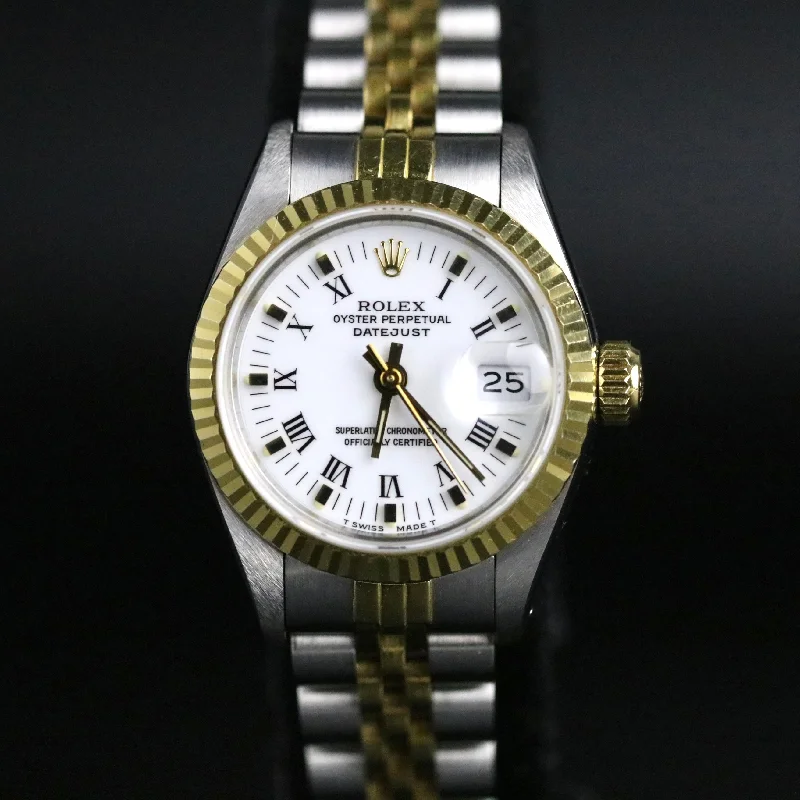 1990 Rolex 69173 Datejust 26mm White Roman Dial with Box & Papers