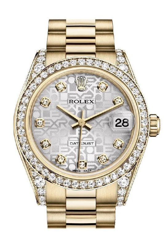 Rolex Datejust 31 Silver Jubilee Diamond Dial Diamond Bezel Lug 18K Yellow Gold President Ladies Watch 178158