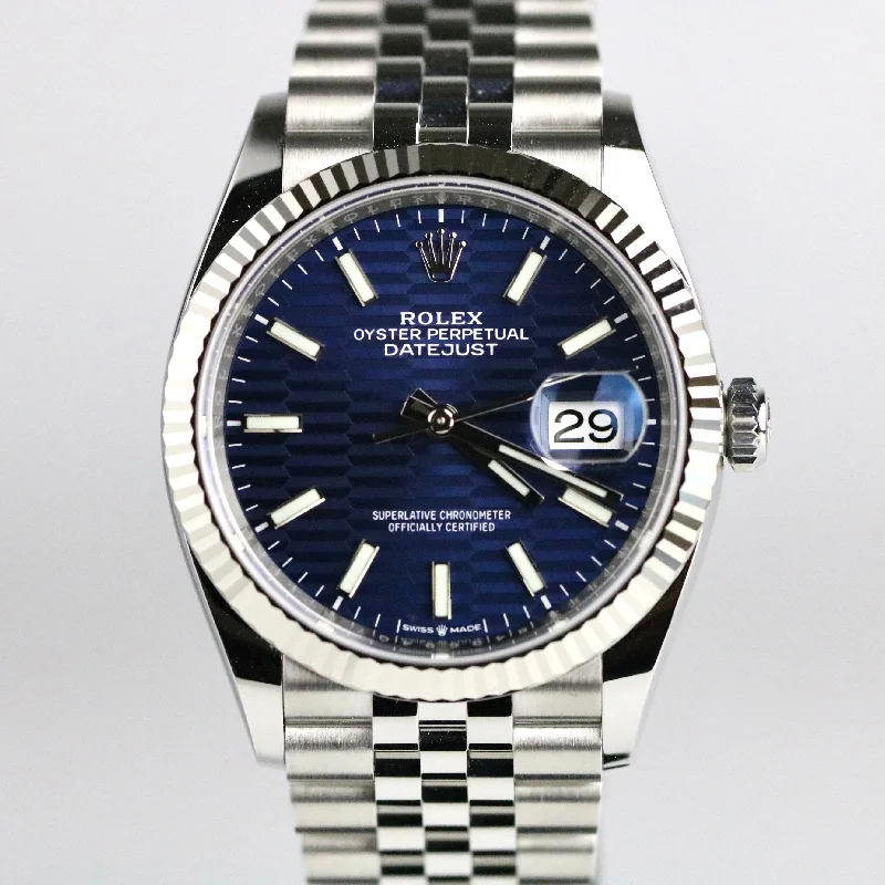 UNWORN 2023 Rolex 126234 Datejust 36mm Blue Motif Dial with Box & Papers