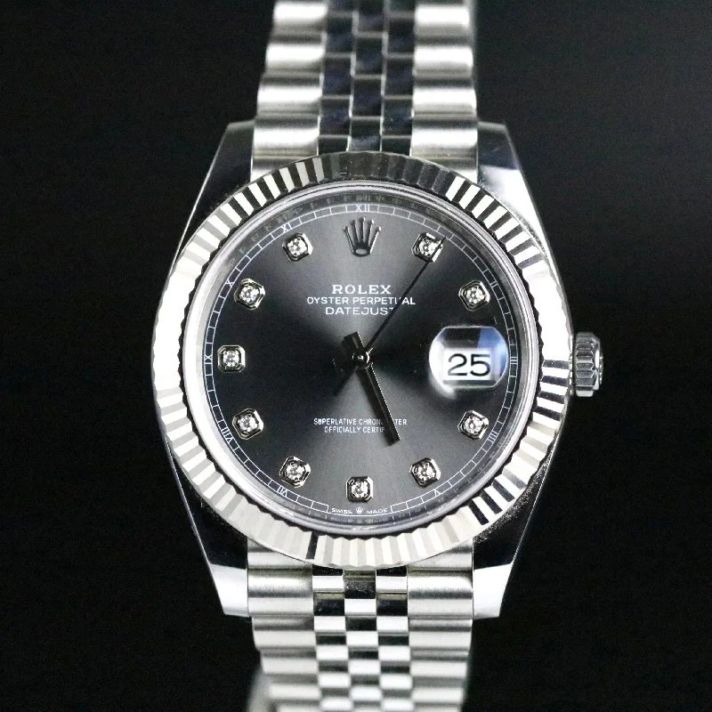 2020 Rolex 126334 Datejust 41mm Rhodium Diamond Dial with Box & Papers