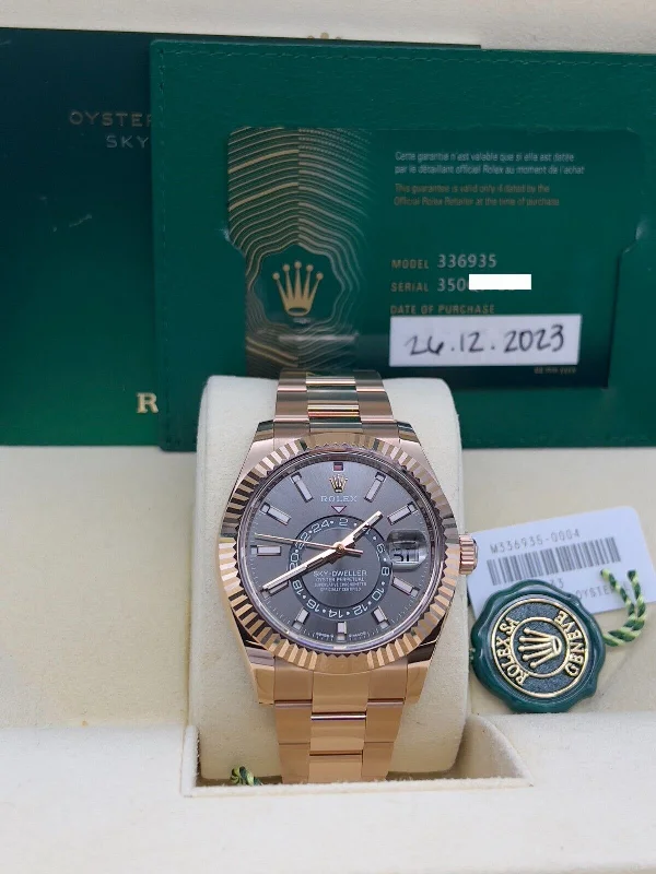 Rolex Sky Dweller 336935 Rhodium Dial 18K Everose Rose Gold Box Paper 2023