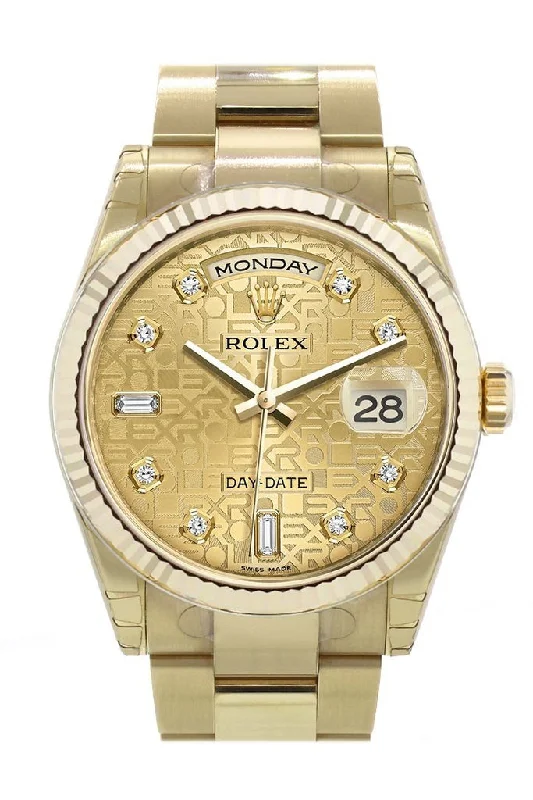 Rolex Day-Date 36 Champagne-colour Jubilee design set with diamonds Dial Fluted Bezel Yellow Gold Watch 118238