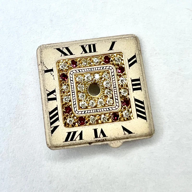 RARE! CARTIER PANTHERE 18K Gold Factory Diamonds and Red Rubies Dial 13.1x13.1mm