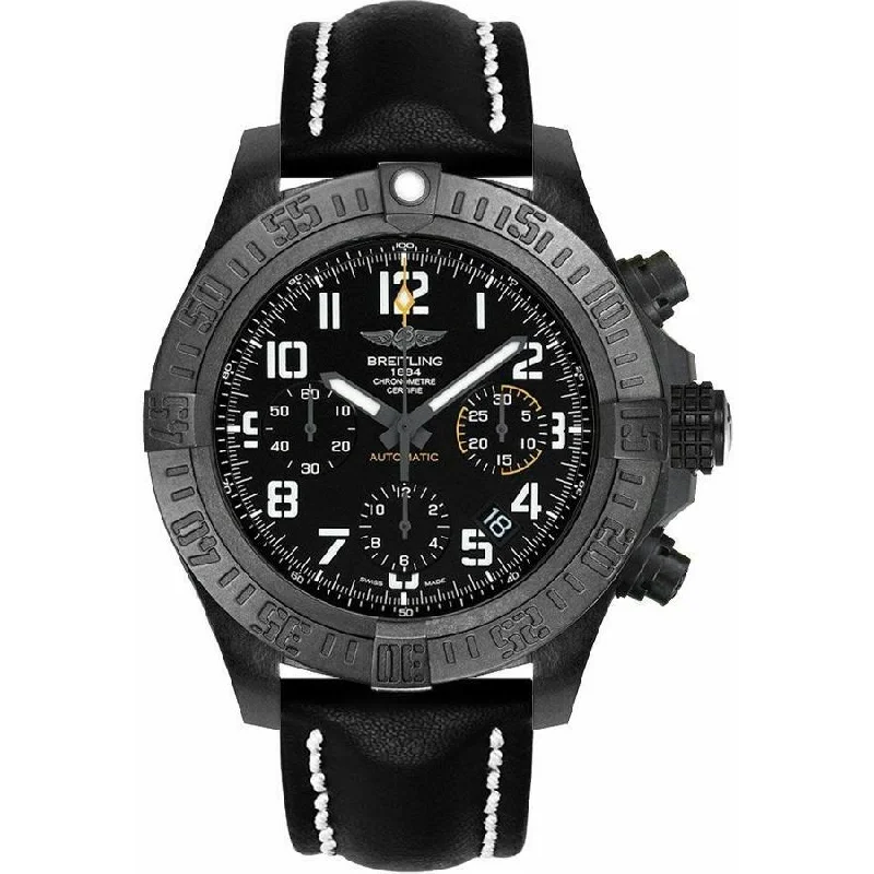 Breitling Men's XB0180E4-BF31-435X Avenger Hurricane Chronograph Black Leather Watch