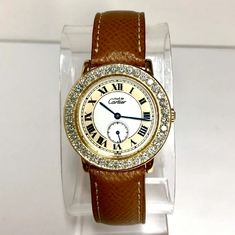 CARTIER RONDE Quartz 32mm Electroplated Silver 2.04TCW DIAMOND Watch