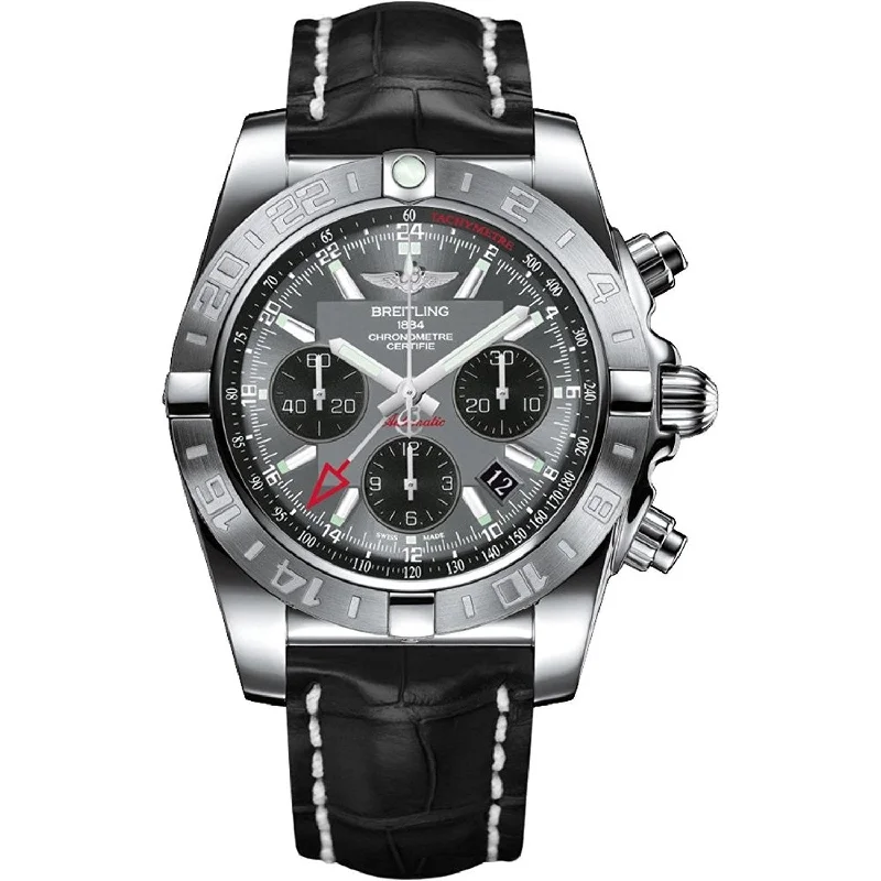 Breitling Men's AB042011-F561-743P Chronomat 44 GMT Chronograph Black Leather Watch