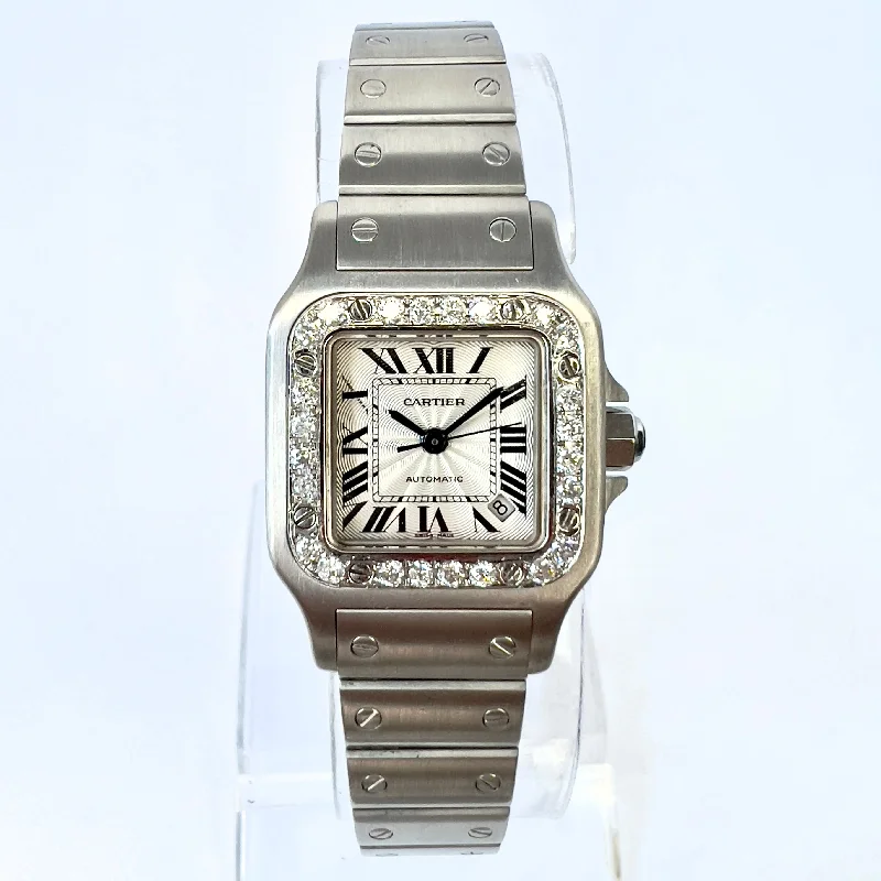 CARTIER SANTOS GALBEE 24mm Automatic Steel 0.69TCW Diamond Watch NEW Model