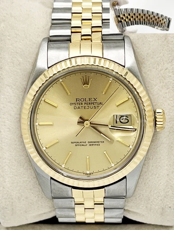 Rolex Datejust 16013 Champagne Dial 18K Yellow Gold Stainless Steel Box