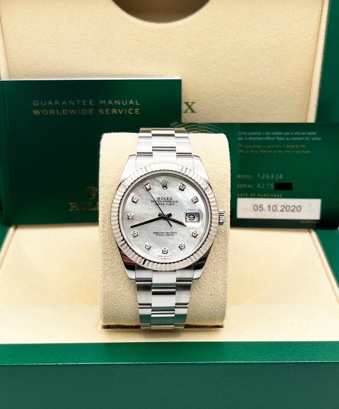 Rolex 126334 Datejust 41 MOP Diamond Dial Stainless Steel Box Paper 2020