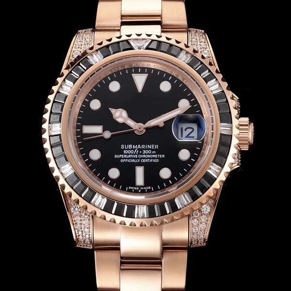 Replica Rolex Submariner - Rose Gold/Black & Diamonds