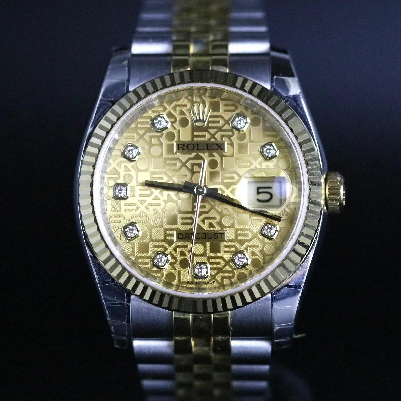 Barcode Sticker 2015 Rolex 116233 Datejust 36mm Champagne Computer Diamond Dial with Box & Papers