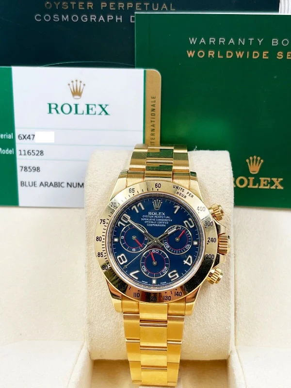 Rolex Daytona 116528 Blue Dial 18K Yellow Gold Box Paper 2016