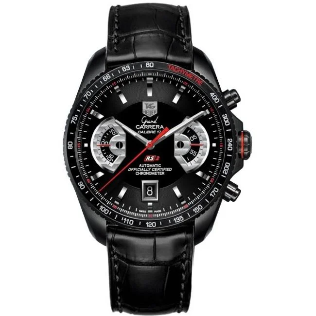 Tag Heuer Men's CAV518B.FC6235 Carrera Black Leather Watch