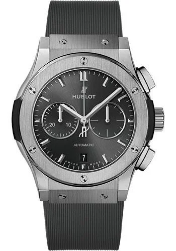 Hublot Classic Fusion Racing Grey Chronograph Titanium Watch - 42 mm - Gray Dial - Gray Lined Rubber Strap-541.NX.7070.RX