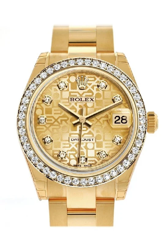 Rolex Datejust 31 Champagne Jubilee Diamond Dial Diamond Bezel 18K Yellow Gold Ladies Watch 178288