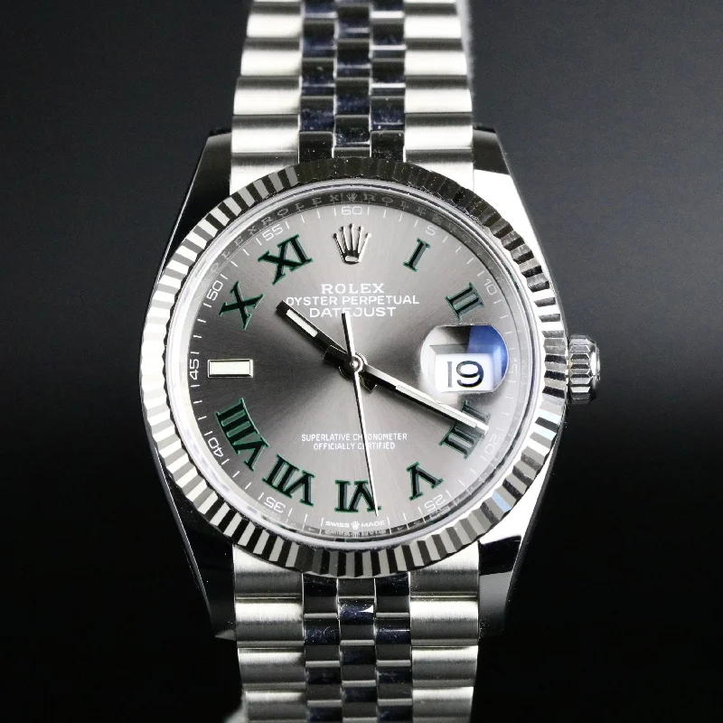 2022 Rolex 126234 Datejust 36mm Wimbledon Dial Jubilee Bracelet Box & Papers