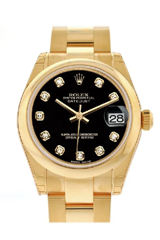 Rolex Datejust 31 Black Diamond Dial 18K Yellow Gold Ladies Watch 178248