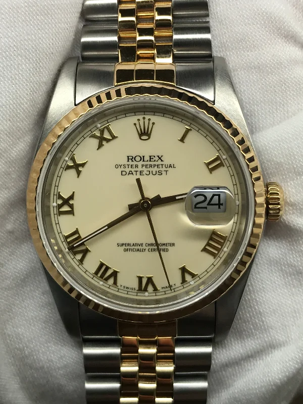 Rolex Datejust 36mm 16233 Porcelain Creme Dial Automatic Watch