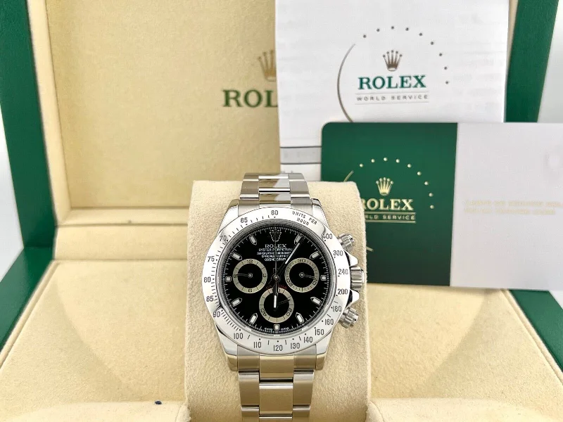 Rolex Daytona 116520 Black Dial Stainless Steel Box 2024 Service Card