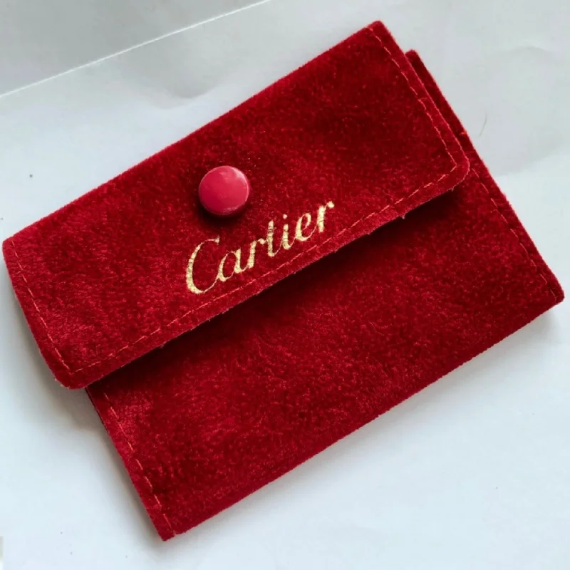 CARTIER Jewelry Pouch Red Faux Suede 3.5x2.5 inches