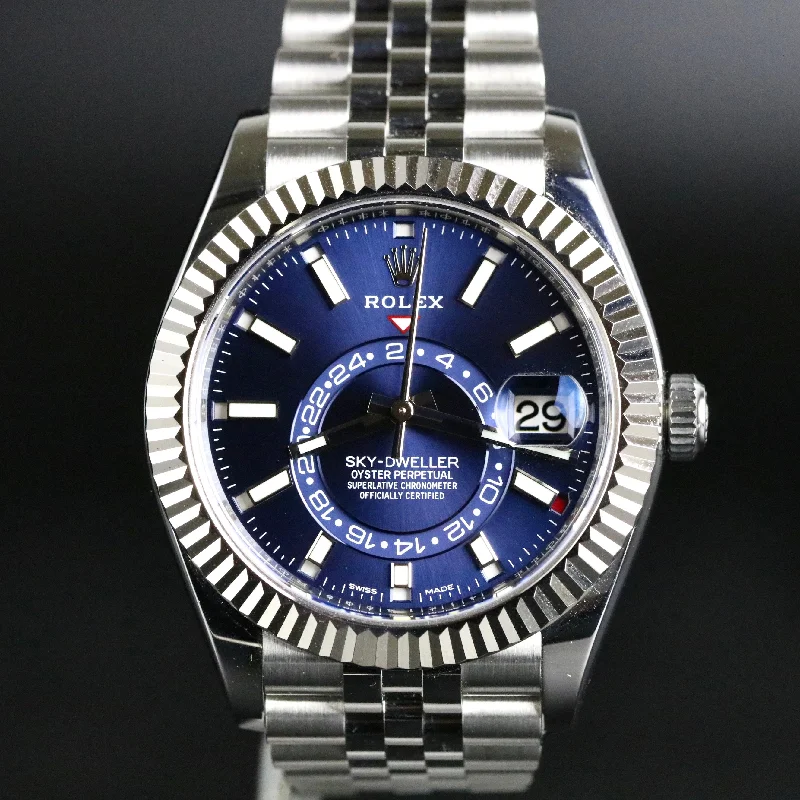 2021 Rolex 326934 Sky-Dweller Blue Dial Jubilee Bracelet with Box & Papers