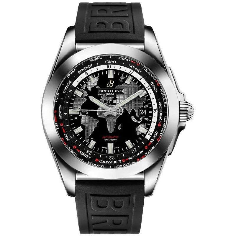 Breitling Men's WB3510U4-BD94-153S Galactic Unitime Black Rubber Watch