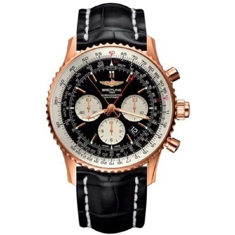 Breitling Men's RB0127E6-BF16-760P Navitimer 01 Chronograph Black Leather Watch