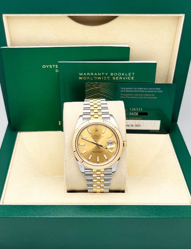 Rolex 126333 Jubilee Datejust 41 Champagne Dial 18K Yellow Gold Steel Box Paper