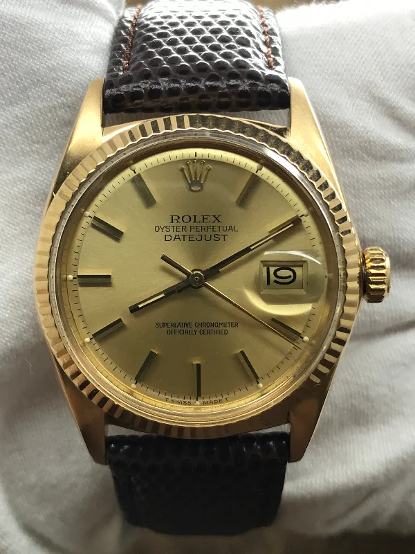 Rolex Datejust 36mm Vintage 1601 Gold Champagne Dial Automatic Watch