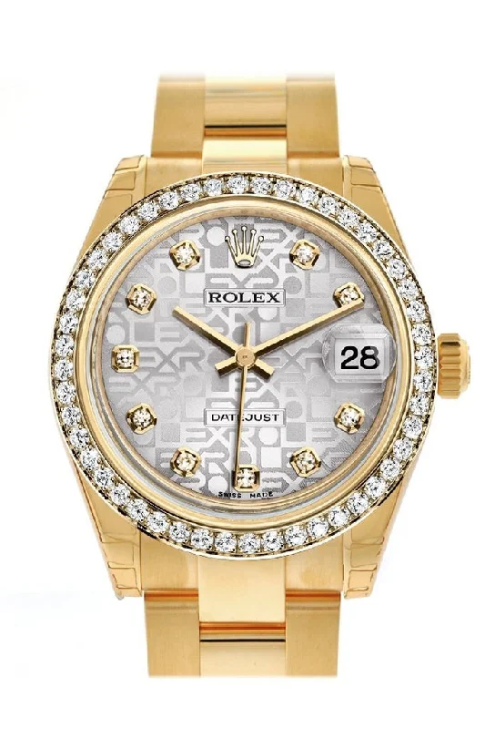 Rolex Datejust 31 Silver Jubilee Diamond Dial Diamond Bezel 18K Yellow Gold Ladies Watch 178288