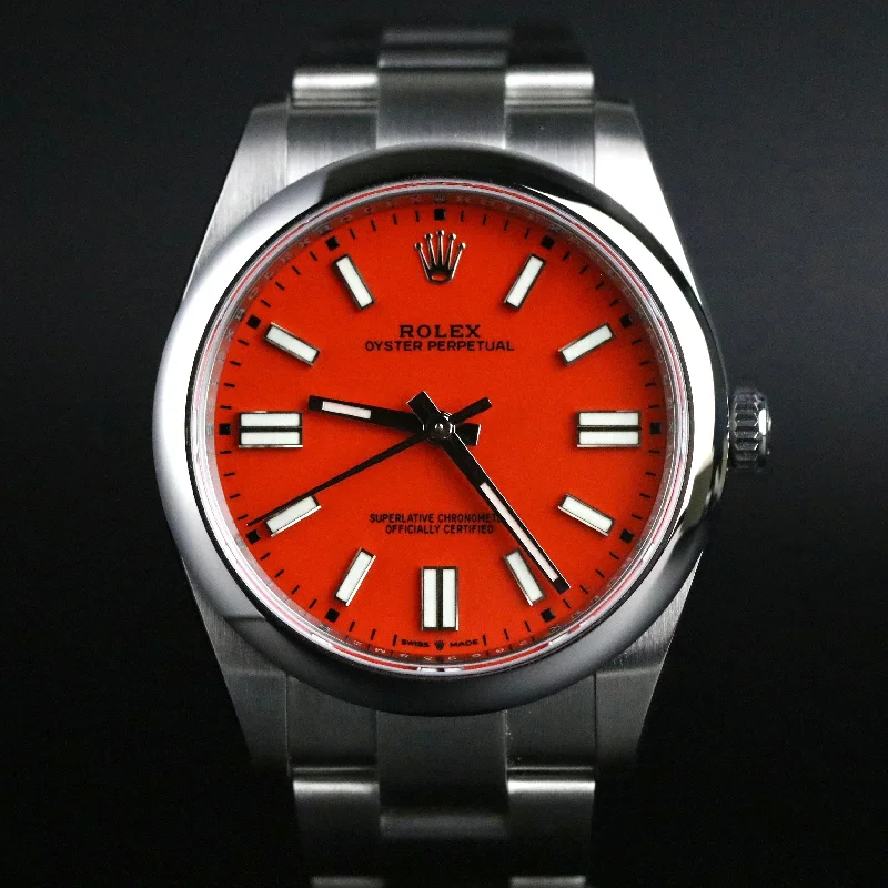 UNWORN 2022 ROLEX 124300 Oyster Perpetual 41mm Coral Red with Box & Papers